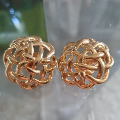 Wunderschöne Vintage Ohrclips geflochten glänzendes Design