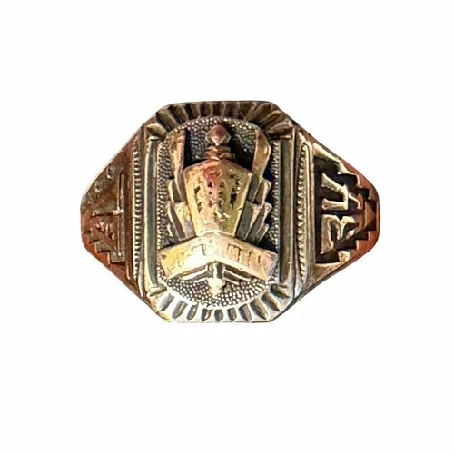 Vintage 1934 Herff Jones Class Ring 10k Gold and Sterling Size 10