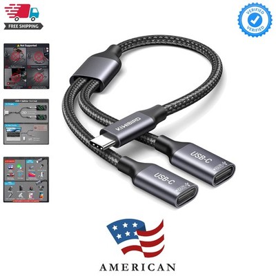 USB C Splitter 1 in 2 Out Charging, USBC Power Data Splitter Extension Y Cabl...