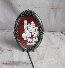 Mini Framed Knit Crochet Brugge Belgium Picture Silver Frame Souvenir 4x2.5inch