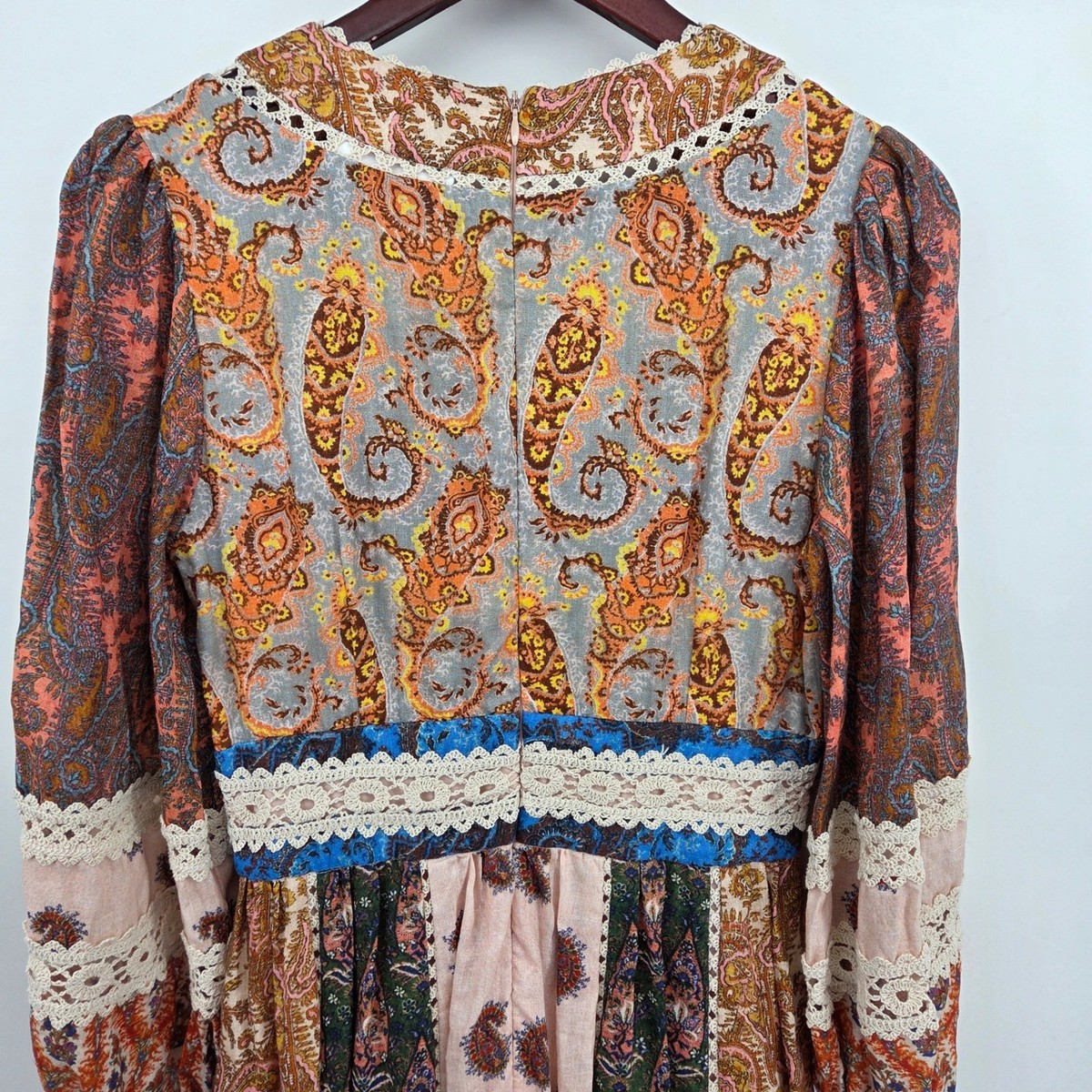 Zimmermann Devi Paisley Linen Midi Billow Dress Boho Crochet