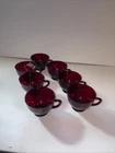 Set of 7 VINTAGE ANCHOR HOCKING SNACK / PUNCH CUPS ROYAL RUBY RED 6 oz.