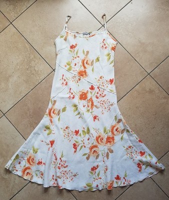 PER UNA (UK) super Damen LEINEN SOMMER KLEID L 40/42 Sommerkleid SCHWUNG NEU