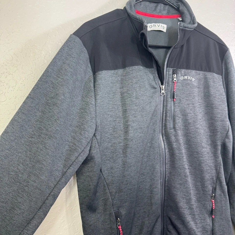 Orvis Performance full zip long sleeve size medium Gray and Black Fleece jacket - Image 3 of 4