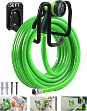 Garden Hose Holder Wall Mount - Metal Hose Hanger with Hook Heavy Duty Garden Ho