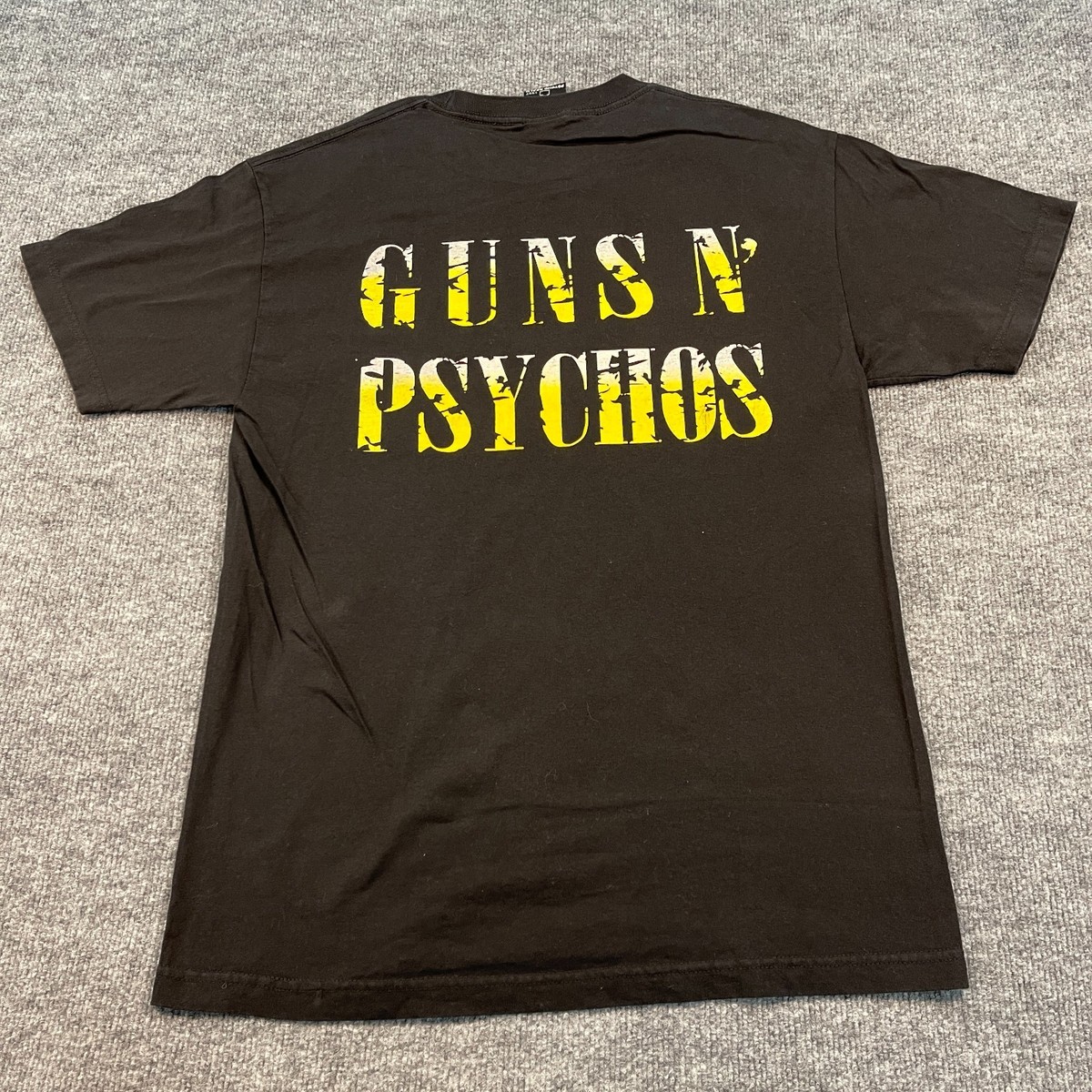 Vintage 1997 Psycho-Realm Guns-N-Roses Shirt Large 21x30 Gas-Mask Gun View 2