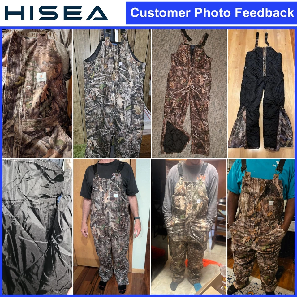 HISEA Men's Insulated Hunting Bib Overalls Camo Loose Fit Outdoor Utility Bibs - Image 4 of 4
