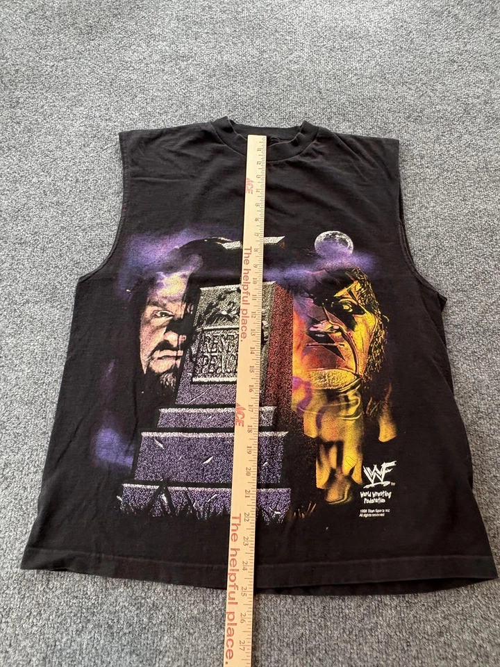 Vintage WWF Undertaker Shirt Mens Black Cutoff Wrestling World Wrestling 1998 - Image 3 of 4