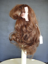 Brown Human Hair DOLL WIG Head 38 cm - 15" for Antique JUMEAU or modern dolls