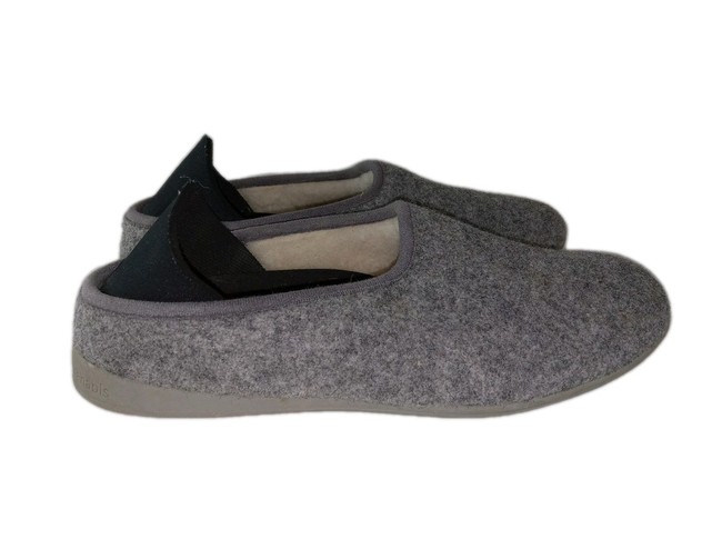 Mahabis Classic Slippers Women's Gray Wool Rubber Sole Slip On 8/39