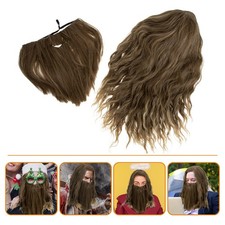 Golden Brown Curly Wig Beard Cosplay Wig Accessory party costume accessory