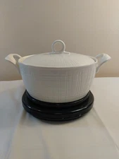 Blue Harbor 1998 Ceramic 6" Casserole Dish With Lid, White