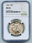 1941 Walking Liberty Silver Half Dollar 50c NGC MS66