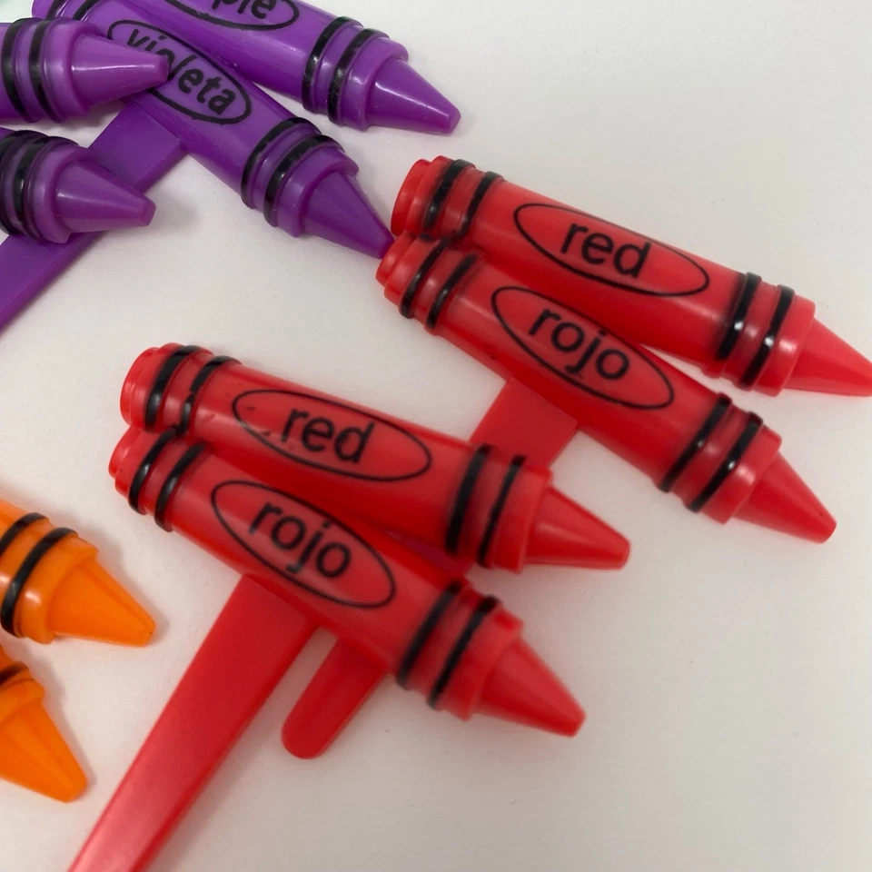 Juego de 24 selecciones coloridas para cupcakes de crayón - arte preescolar escuela primaria Foto 3 de 4