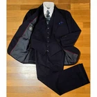 J PRESS Navy 3 Piece Suit American Traditional Wool Saxony Ready to Wear