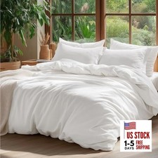 100 Washed Cotton Duvet King 104" x 90" 00 - Natural White No Comforter 