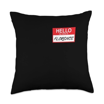 Florence Name Tag Hello My Name Label Sticker Throw Pillow