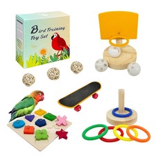 Bird Toys for Parakeets,5pcs Parrot Toys Set Include Basketball Hop,Skateboa...