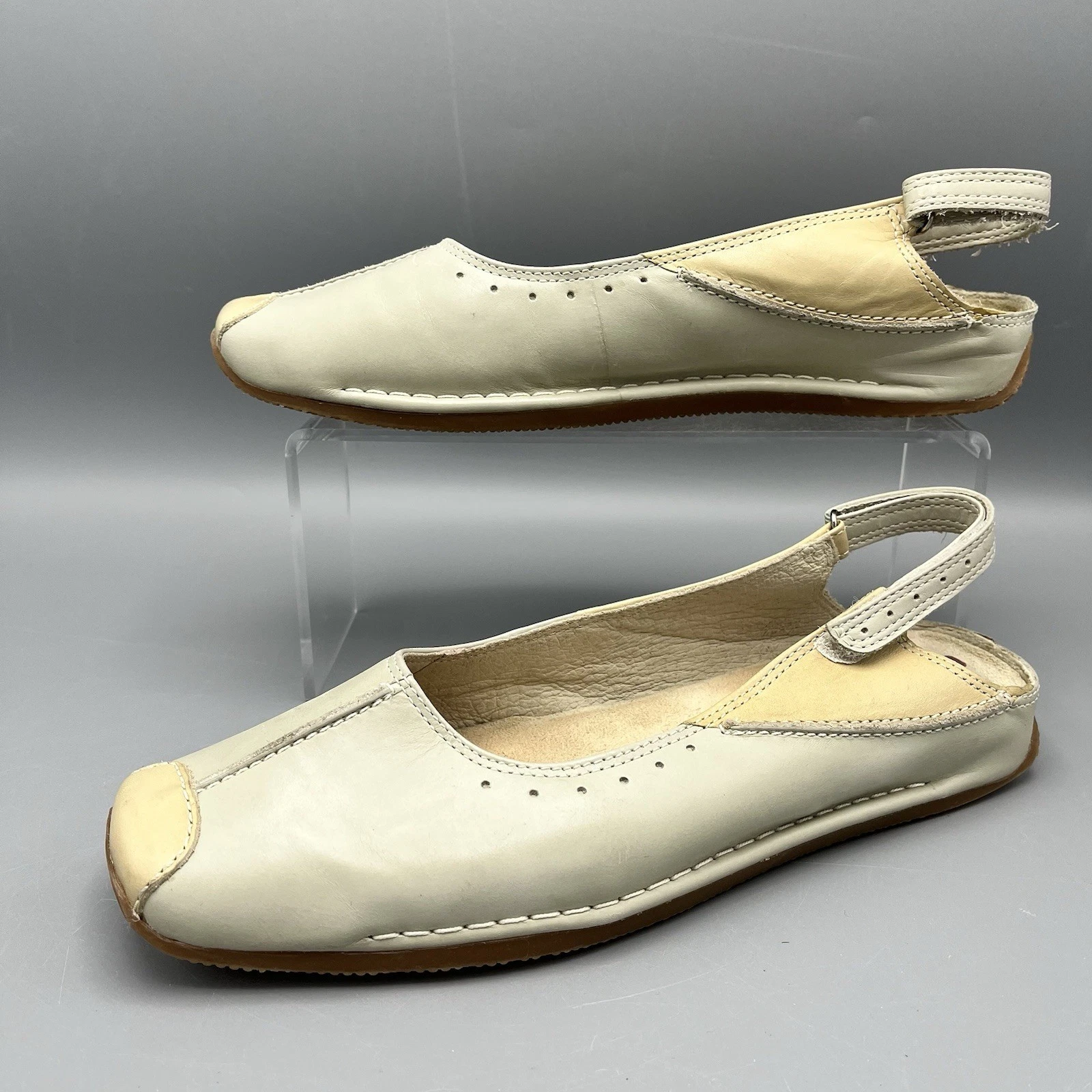 Scarpe sandali Clarks beige slingback UK 6 EU39 soletta imbottita piatta regolabile