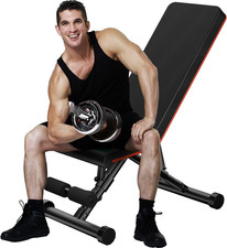 Sweetcrispy Adjustable Weight Bench for Home Gym, Foldable Incline Workout Bench