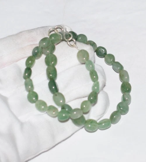 Naturale Avventurina Gemma Argento Sterling Collana 30 " Stringa Liscio Perline - Immagine 4 di 4