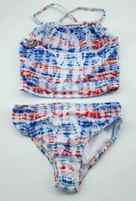NWT Reel Legends Girls 2 Piece Swimsuit Starfish Red White Blue Americana Size S