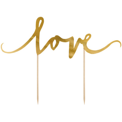 Cake-Topper Love in Gold 17cm Kuchendeko Tortendekoration