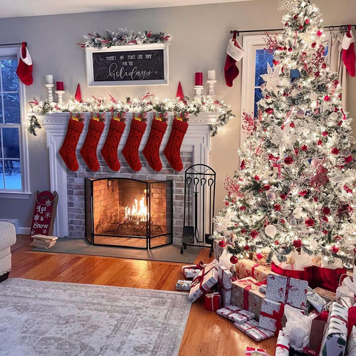 Christmas Stockings, 6 Pack 18 Inches Large Size Cable Knitted Stocking Gifts & - Picture 3 of 7