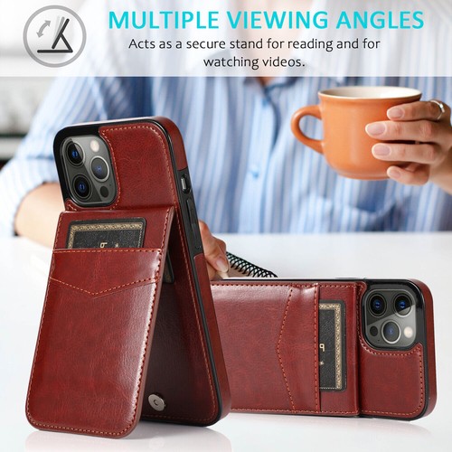 Leather Card Holder Wallet Case Phone Cover For iPhone 16 15 Pro Max 14 13 12 11 - Picture 2 of 44