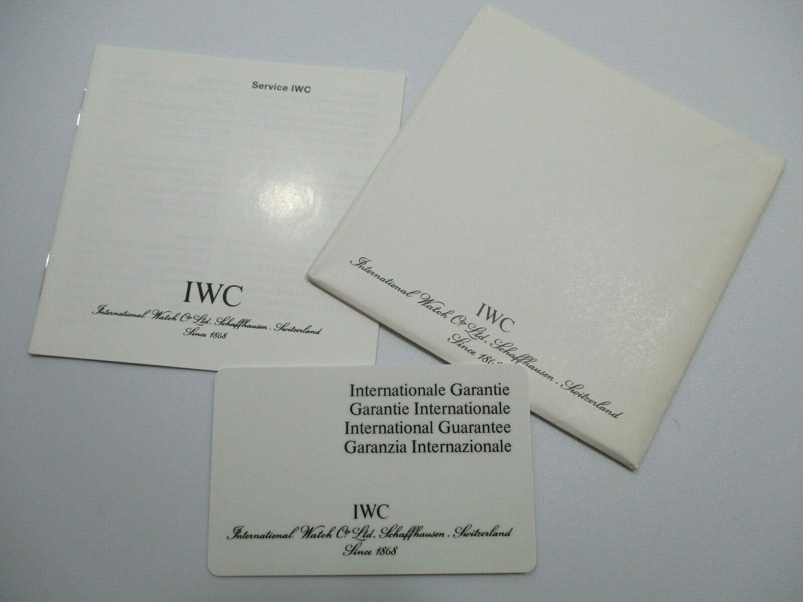 IWC Open One Year Watch Guarantee Card & Service Book in Envelope New-Old-Stock!