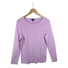 NWT Talbots Women's Light Linen Blend Round Neck Crochet Knit Tunic Sweater PL