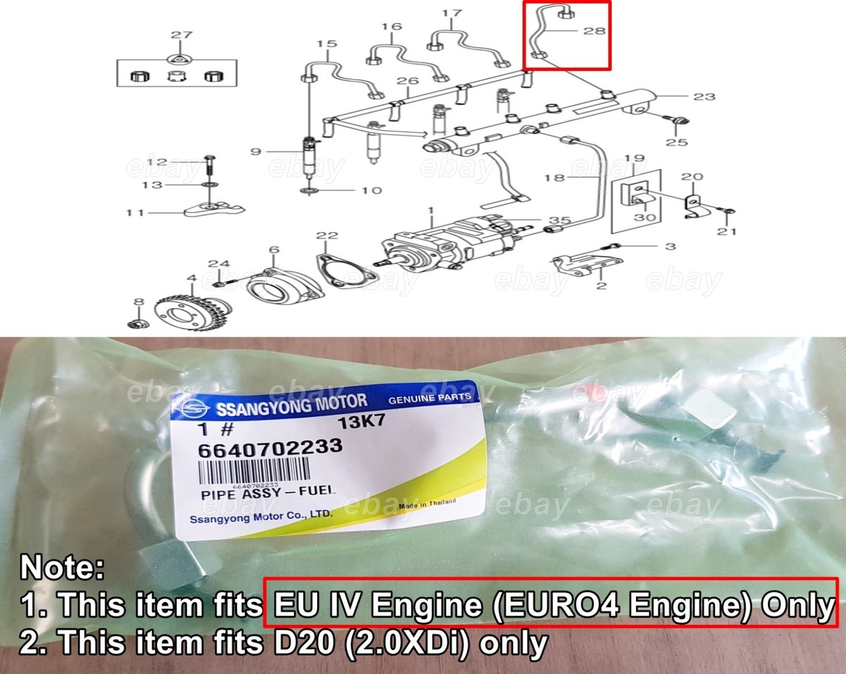 OEM EURO4 D20 CYL #4 Fuel Pipe ASSY Ssangyong Actyon (Sports