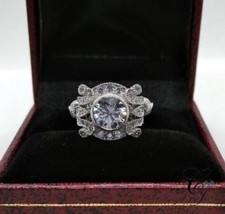 1.85ct Round Cut CZ Antique Art Deco Engagement Ring in 925 Sterling Silver