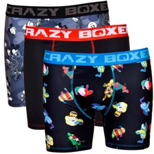 CrazyBoxer Men's Disney Classic Underwear Black 3-Pairs Boxer Briefs
