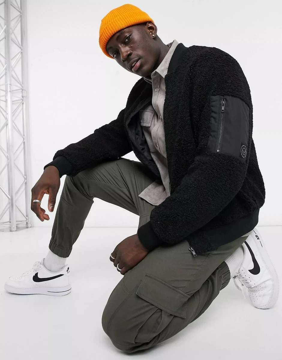 Pull Bear Borg Bomber Jacket In Black eBay