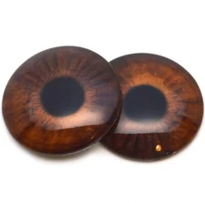 Pair Medium Brown Human Glass Eyes Jewelry Dolls Taxidermy Flatback Cabochons