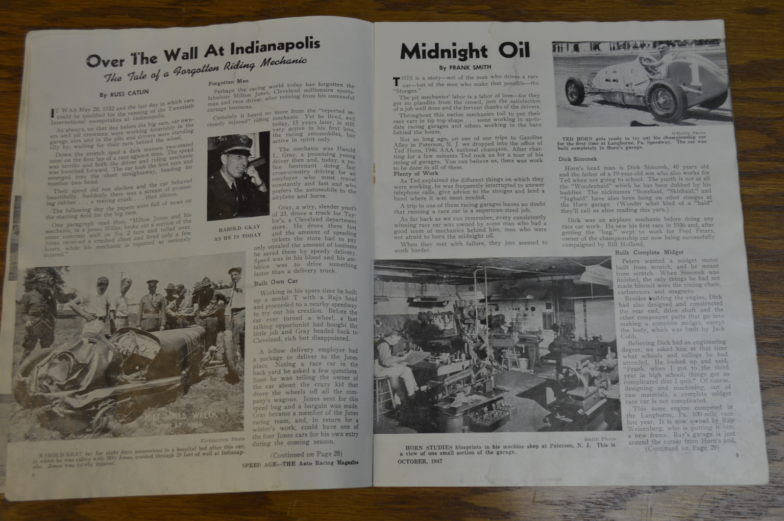 Speed Age Magazine 1947 Auto Racing Dayton Stock Car Midget Brass Era Motorcycle