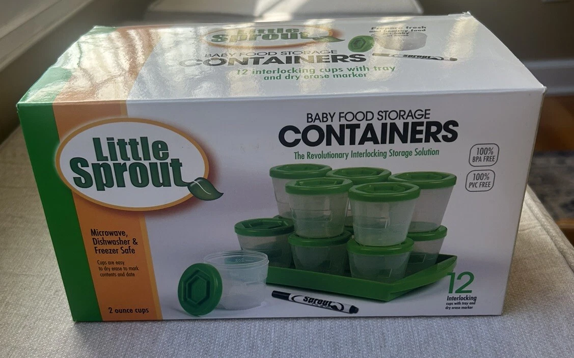 Little Sprout Baby Food Containers (12 Pk)- 2oz Reusable-Stackable-Leakproof NEW