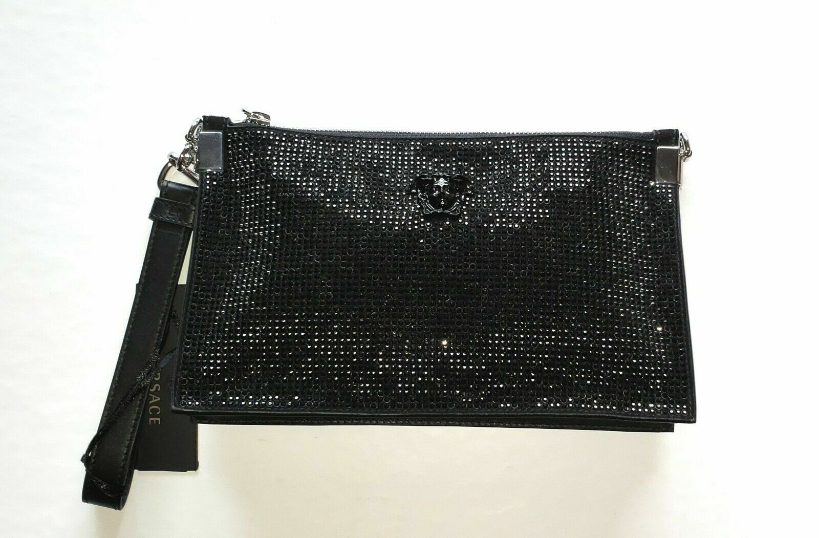 $1450 Versace Palazzo Strass Crystal Medusa Clutch Bag in Black | eBay