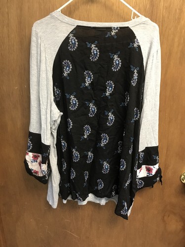 Womens Dressbarn Heather grey front black paisley in back & sleeves size 2x A6 - Picture 2 of 6
