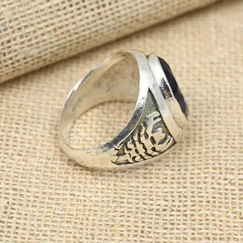 Anillo de piedras preciosas de amatista de plata de ley 925 escorpión anillo para hombre todas las tallas D72 Foto 3 de 4
