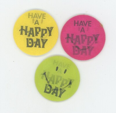 Smiley Face / Have a Happy Day 3 Round 1960's Vari-Vue Motion Lenticulars  1'' in