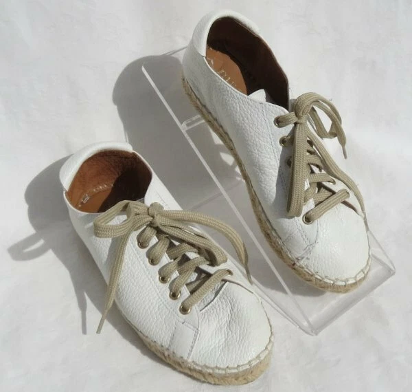MAYPOL Women s White Leather Hand Made Spain Sneaker Espadrilles Shoes 37 US 6.5