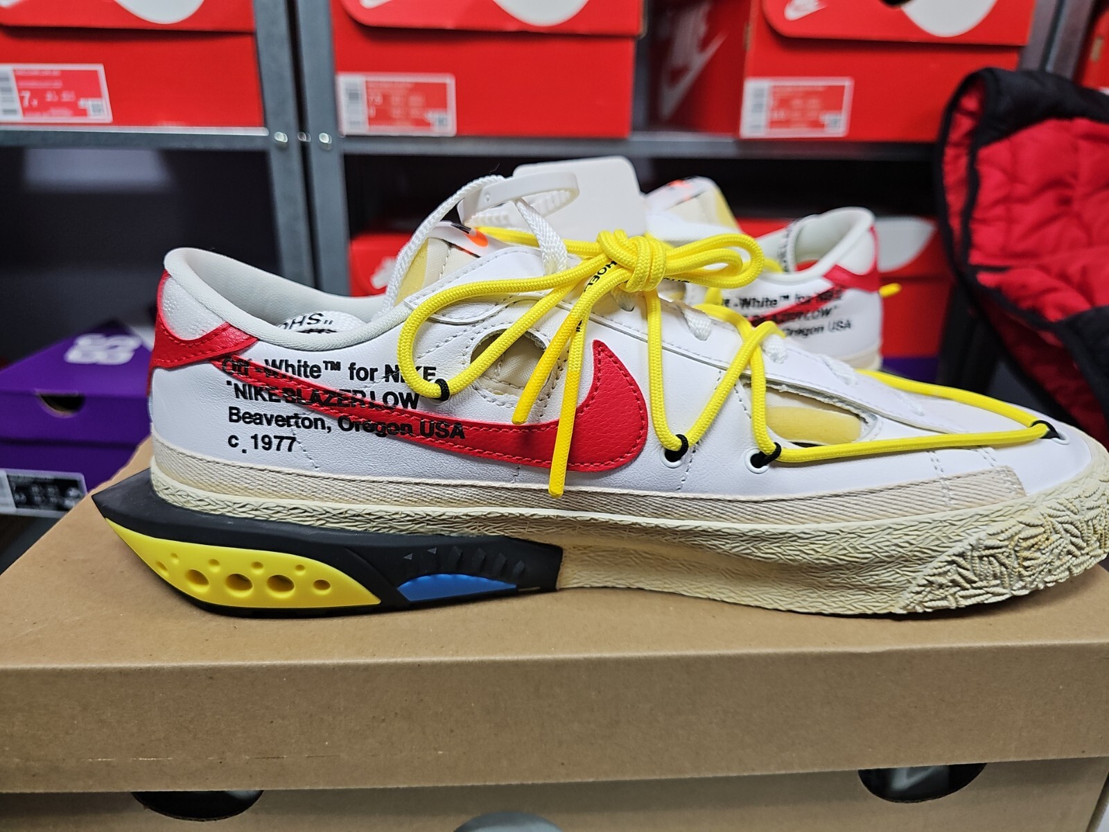 OFF WHITE X NIKE Nike Blazer Low x Off White BIANCO ROSSO UNIVERSITARIO ""2022 NUOVO IN MANO