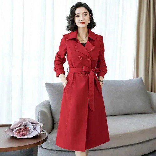 Women Belt Trench Outwear Ladies Casual Windbreaker Coat Long Slim Fit Jacket - Afbeelding 4 van 17