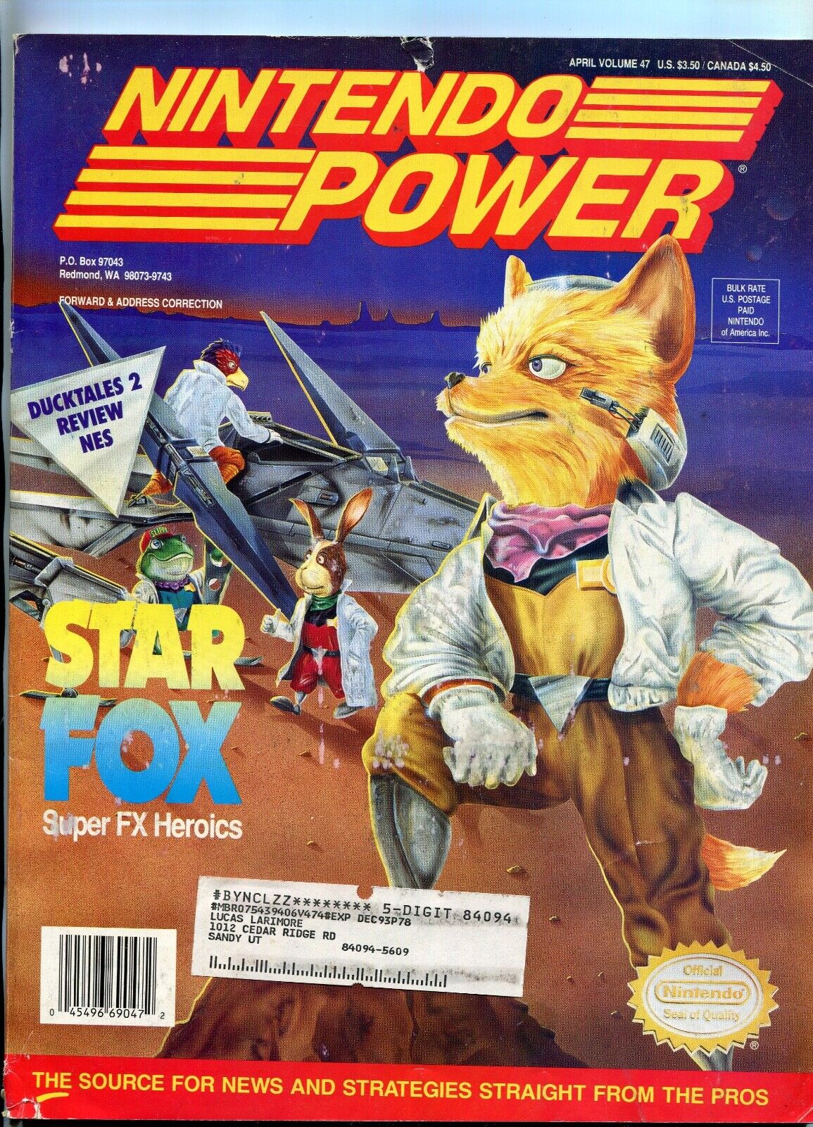 Nintendo Power Magazine # 47 April 1993 Star Fox Complete, Poster, Trading  Cards