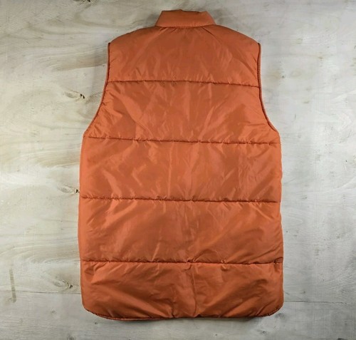 Vintage Weathercaster Puffer Vest Womens Size Medium Orange Snap Button Pockets - Picture 2 of 13