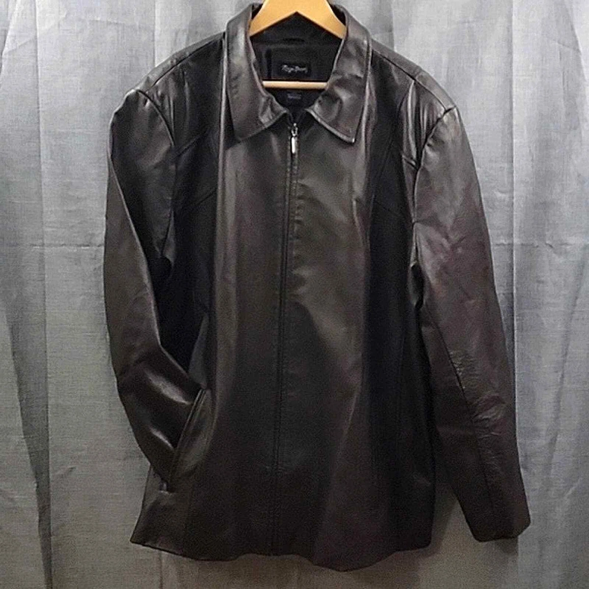 Maggie Barnes washable stretch Leather jacket Brown full zip collared  woman's 4X | eBay