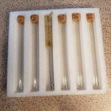 8" Glass Vials 5 With Cork Stopper  Brush