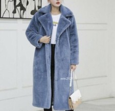 Women's Faux Fur Warm Coat Winter Lapel Collar Casual Long Jacket Thick Parka